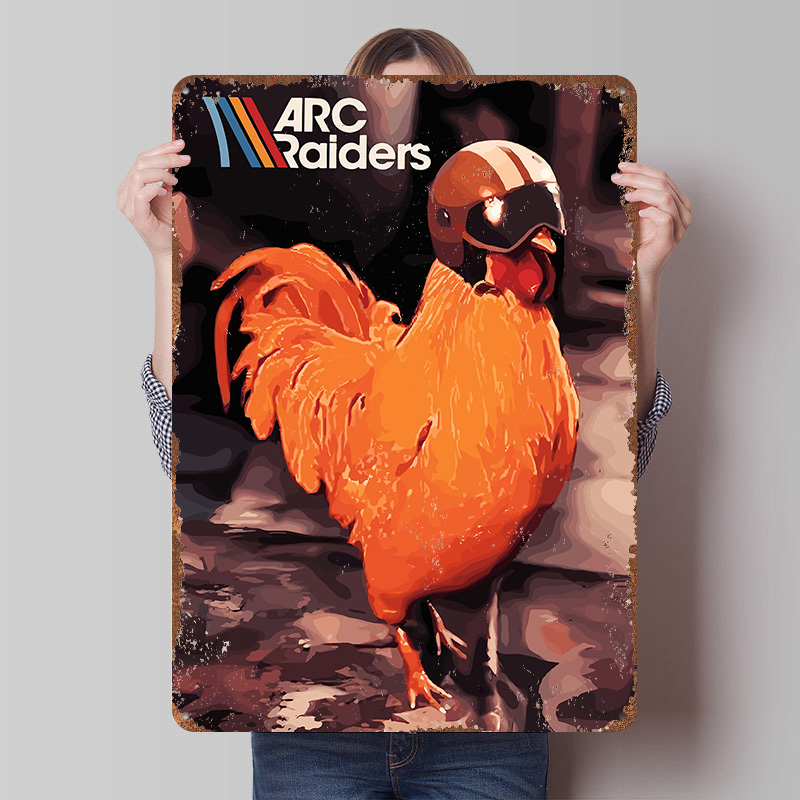 Retro Gaming Aesthetic - Arc Raiders Chicken Helmet Poster Customized